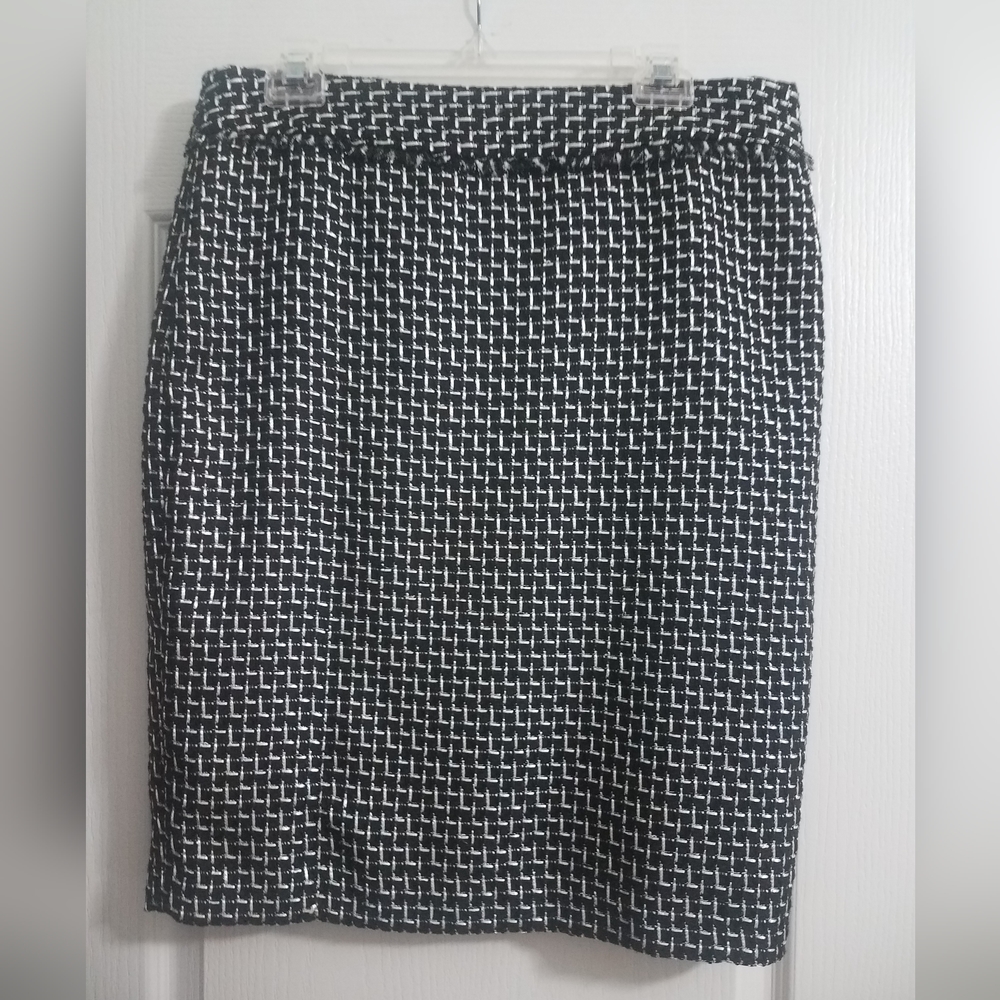 Jones NY Skirt White/Black Tweed EUC Size 12 - Picture 2 of 4